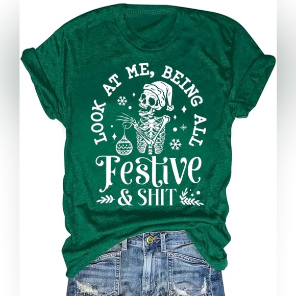 Festive Green Short Sleeve Tee - Picture 1 of 4